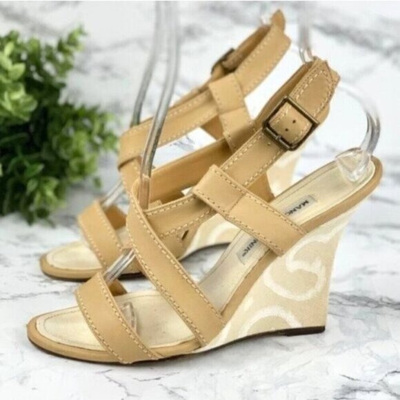 Manolo Blahnik Shoes - Manolo Blahnik Swirl Pattern Wedge Heel Sandal